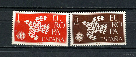 Испания - 1961 - Европа (C.E.P.T.) – Голуби - (пятна на клее) - [Mi. 1266-1267] - полная серия - 2 марки. MNH, MLH.  (LOT DR35)