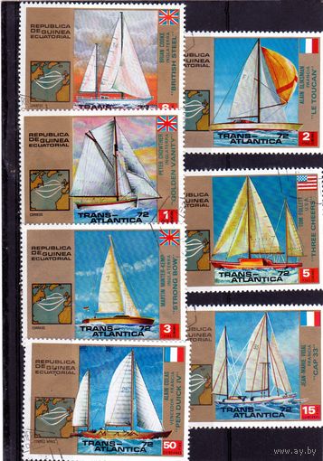 Экваториальная Гвинея.Ми 200-206. Победители парусной регаты Trans Atlantica.1973