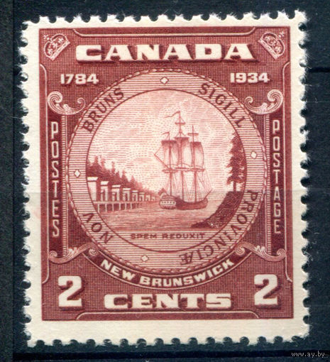 Британские колонии - Канада - 1934г. - корабль, 150 лет провинции Нью Брансуик - 1 марка - полная серия, MNH [Mi 177]. #3-WB-90-A-2