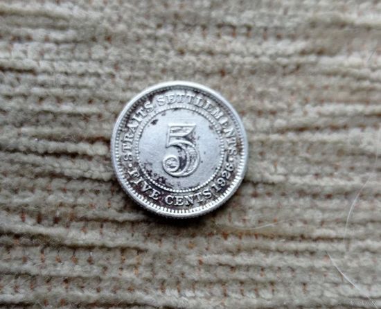 Werty71  Малайя Британская 5 центов 1926 Георг 5 Серебро Стрейтс Сеттлементс Стрэйт