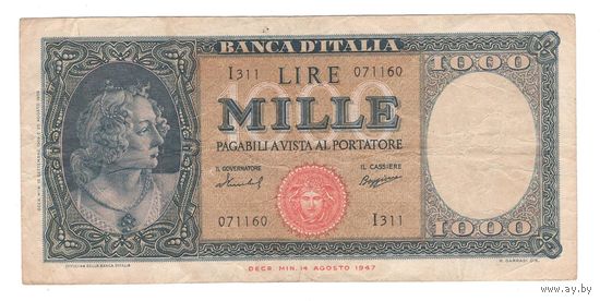 Италия 1000 лир 1959 года. Тип Р 88c. Состояние VF