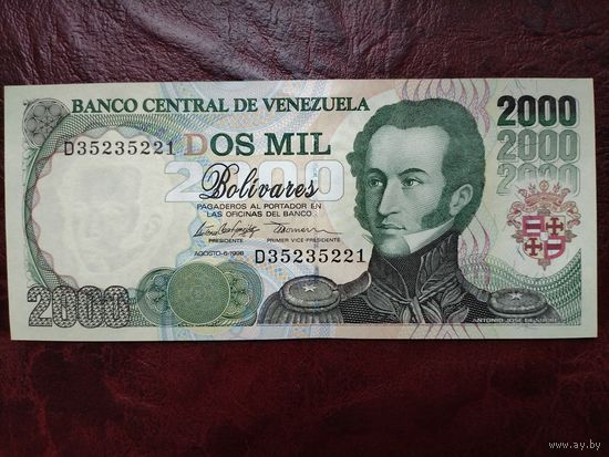 2000 боливар Венесуэла 1998 г.