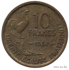 ФРАНЦУЗСКАЯ РЕСПУБЛИКА 10 ФРАНКОВ 1957. ПЕТУХ