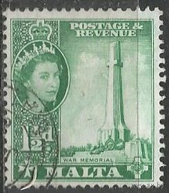 Мальта. Королева Елизавета II. Военный мемориал. 1956г. Mi#240.