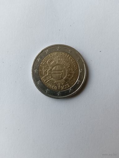 Австрия 2 евро 2012. 10 лет евро.