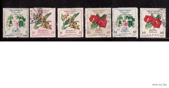 Колумбия-1960(Мих.910-) , гаш. , 6 марок,  Флора, Цветы