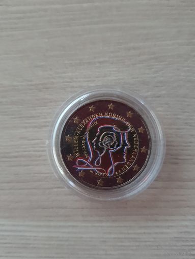 2 евро 2013 год, Нидерланды, Нидерланды 200 лет королевства, ЦВЕТНАЯ   в капсуле, UNC