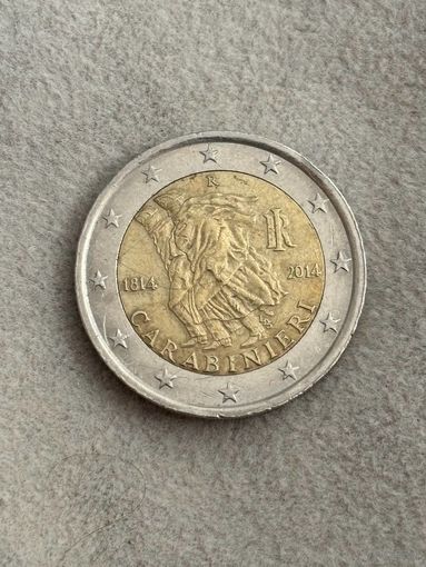 2 евро 2014 Италия. Карабинеры. 100 лет