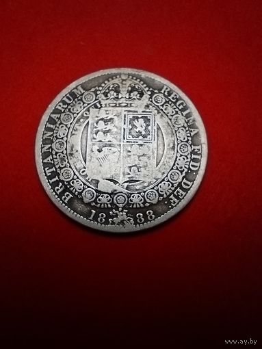 Пол кроны 1888. Великобритания. Бабушка. Серебро. С рубля. (10) Красотистисча.