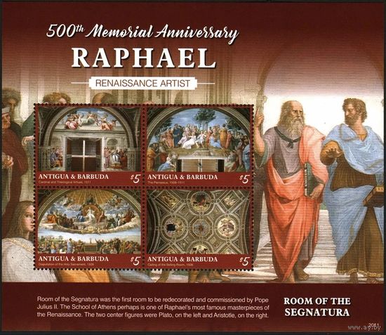 2020 Антигуа и Барбуда 5861-5864KL 500 лет Рафаэлю 18,00 евро