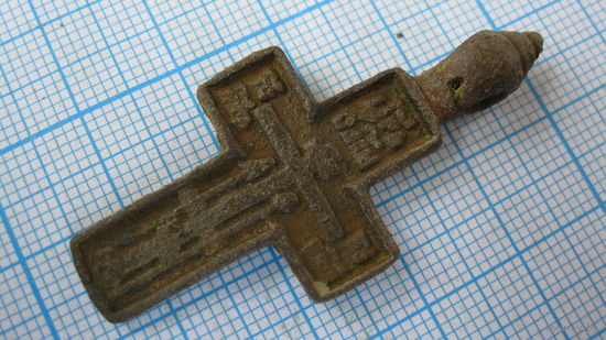 Крестик старинный, нательный. Бронза, литье.