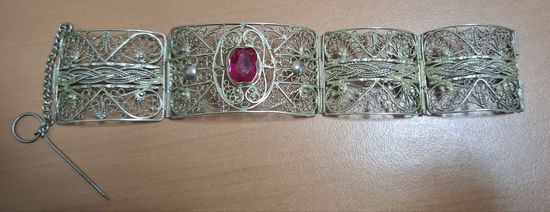 Винтажный, мельхиоровый браслет. 18x4см. Филигрань