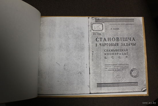 Р. Хаскін. Становішча і чарговыя задачы спажывецкай кааперацыі (ксеракопія, 1931)
