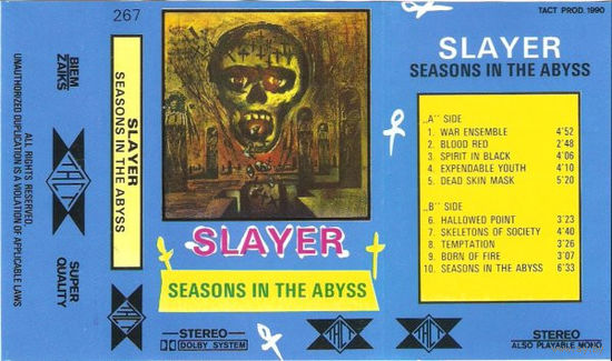 Куплю Аудиокассету "Slayer-Seasons In The Abyss" с длинными обложками без картинок и текста песен ТОЛЬКО В МИНСКЕ. ПОЧТОЙ НЕ ВЫСЫЛАЮ
