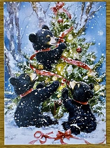 Открытка новогодняя чистая 10х15 см.