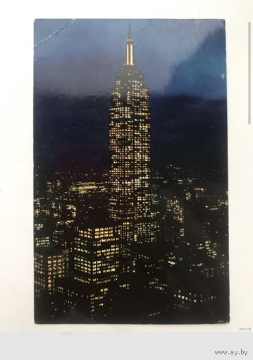 Открытка винтажная Empire State Building at Night 1964 год