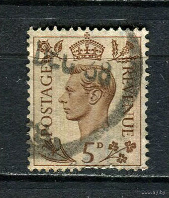 Великобритания - 1937/1939 - Король Георг VI 5Р - (есть тонкое место) - [Mi.205X] - 1 марка. Гашеная.  (Лот 53Fe)-T25P13