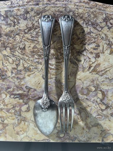 Ложка+вилка серебро
