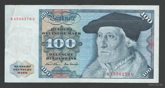 Германия ФРГ 100 марок 1970 года. Состояние XF