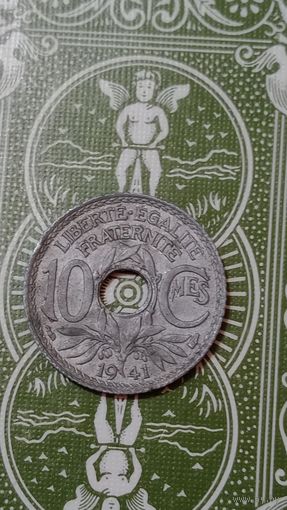 Франция 10 сантимов 1941не частая без черты и без точек