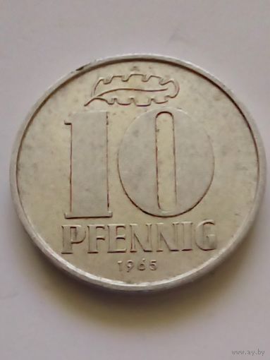 ГДР.10 пфеннигов 1965 г.