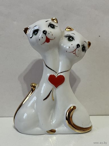 Статуэтка фарфоровая "Кошки" (коты - золотые хвосты, котики, котята). АУКЦИОН не с рубля без МПЦ. ДФЗ
