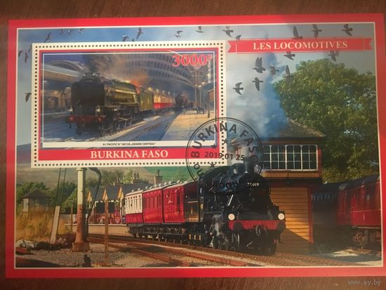 Буркина-Фасо 2019. Локомотив A1 Pacific N60156 Grand Central. Малый лист.