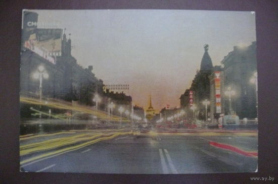 Наровлянский И.(фото), Ленинград. Невский проспект ночью; 1967, чистая (Лениздат).