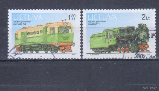 [2467] Литва 2002. Техника. Паровозы.Локомотивы. Гашеная серия.