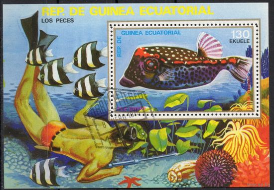 Экваториальная Гвинея 1975. Фауна. Рыбы. Блок (36)
