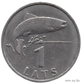 Латвийская Республика ( ІІ Республика, Латвия ). 1 лат 2007. Фауна. Рыба. Лосось.
