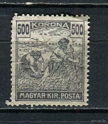 Венгрия - 1924 - Жнец 500Kr - (есть надрыв) - [Mi.393] - 1 марка. Чистая без клея.  (Лот 16Gu)-T4P1