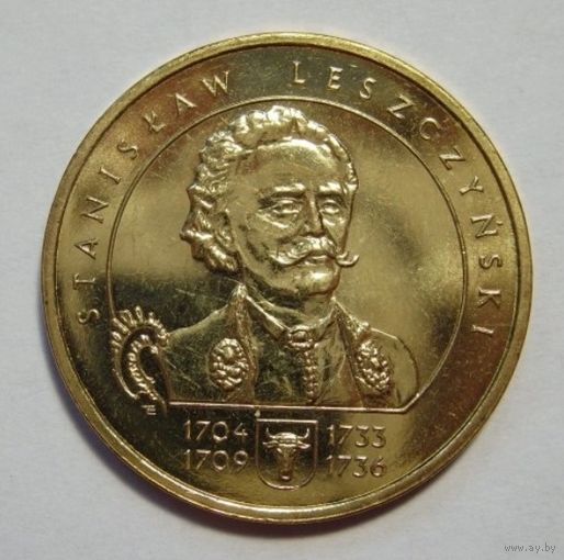 Польша 2 злотых 2003 Станислав Лещинский UNC (распродажа коллекции).