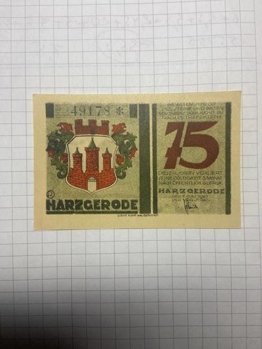 75 пфенингов (нотгельды) г. Германия.-1412