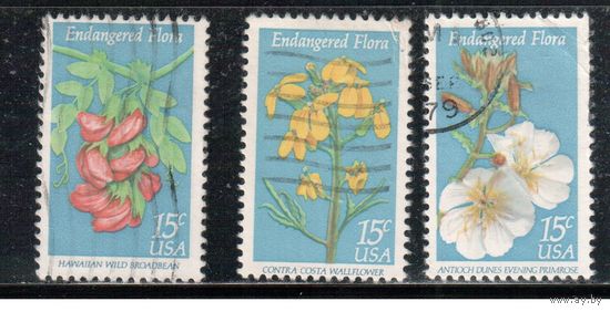 США-1979, (Мих.1387-1389) , гаш. , Флора, Цветы , 3 марки(1)
