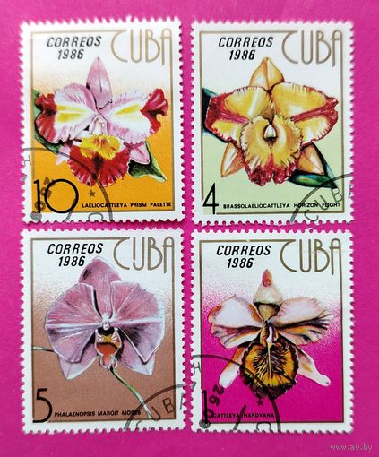 Куба. Цветы. ( 4 марки ) 1986 года. 3-11.