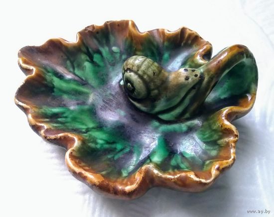 Пепельница "Улитка на листе" СССР Конакова