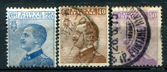 Италия (Королевство) - 1908г. - король Виктор Эммануил III - 3 марки - полная серия, гашёные, MH [Mi 90-92]. #1-It-18-B-1