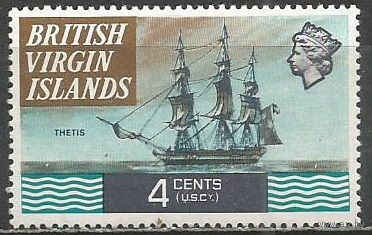 Виргинские острова. Парусник "Thetis". 1970г. Mi#206.
