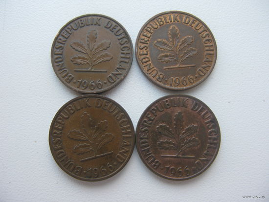 ФРГ  2 пфеннига   1966 G . J . F . D .