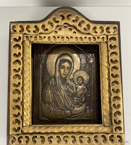 Икона Пресвятой Богородицы в Киоте, 19 век! Красота!