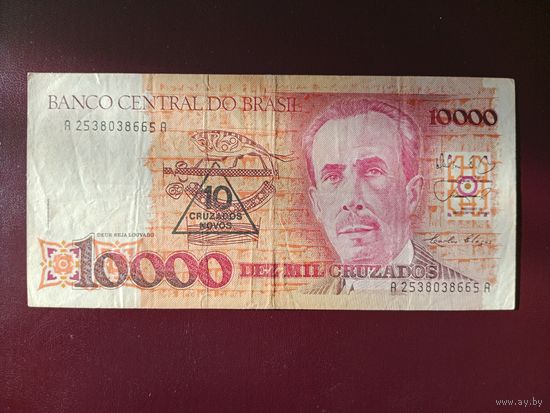 Бразилия 10 новых крузадо на 10000 крузадо 1989