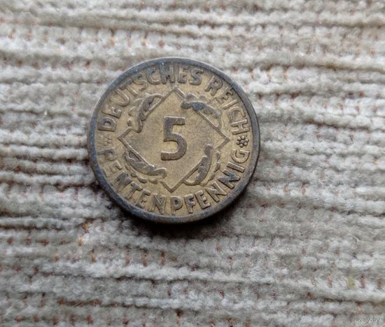 Werty71 Германия 5 рентенпфеннигов 1924 А пфеннигов Веймар