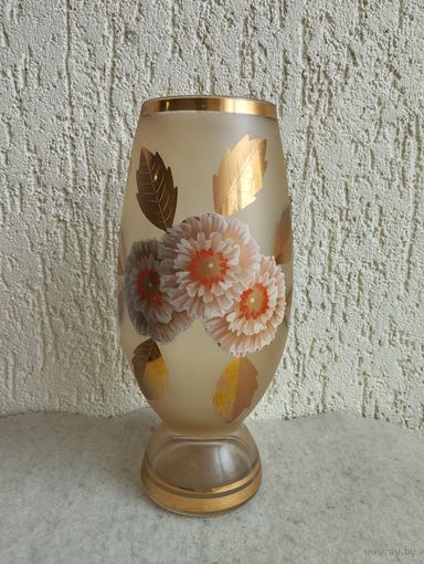 Ваза Пионы (высота 28 см), Богемия 1960-70х г.г.