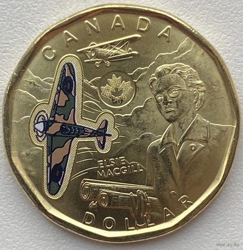 Канада 1 доллар 2023 г. Авиаинженер Элси МакГилл. Цветная