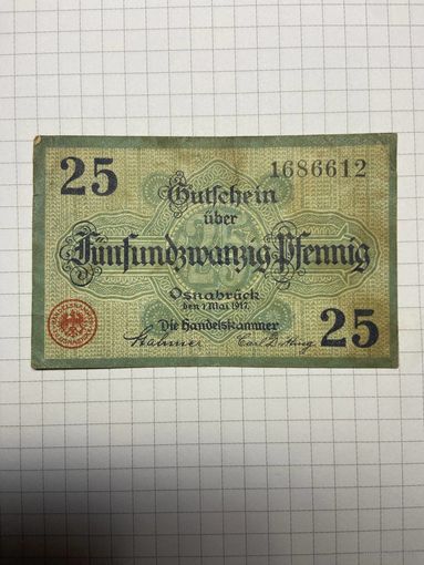 25 пфенигов (нотгельды) г. Германия.-2012