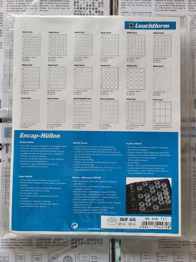 Leuchtturm ENCAP 44/45 листы для монет на 15 ячеек 51 мм! Целая упаковка! Leuchtturm Grande ENCAP 44/45! Пачка 2 шт! Германия, Лёйхтурм, Leuchtturm! ВОЗМОЖЕН ОБМЕН!