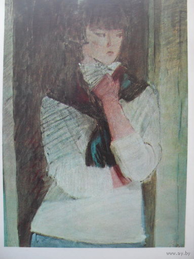 ЧИСТАЯ ПОЧТОВАЯ КАРТОЧКА, КОРОВИН Ю. Д. В ДВЕРЯХ 1971 АКВАРЕЛЬ
