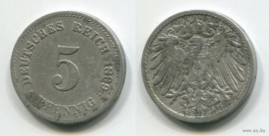 Германия. 5 пфеннигов (1899, буква G)