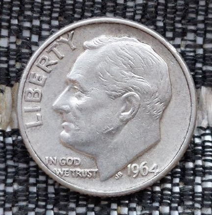 США 10 центов 1964 года, D. AU. Дайм. Франклин Делано Рузвельт. Серебро! Предложи свою цену или обмен!